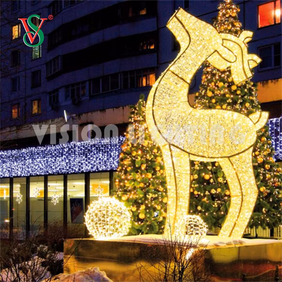 Outdoor Holiday Christmas Decoration 3D Deer Motif Lighting