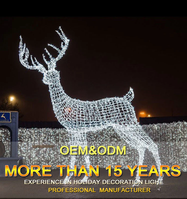 Customized Outdoor Christmas Decorative Lighted Reindeer and Santa Motif Lighting