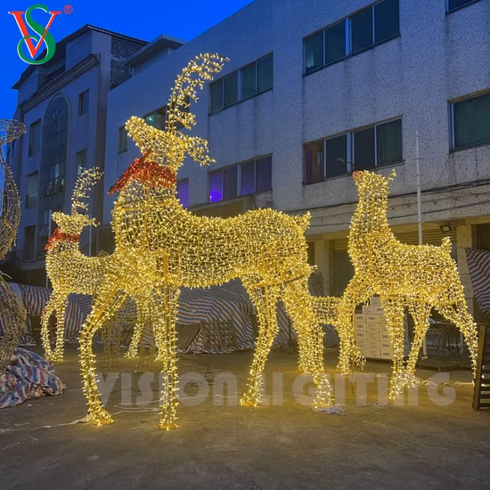 Outdoor Holiday Christmas Decoration 3D Deer Motif Lighting