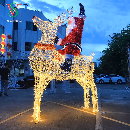 Outdoor Holiday Christmas Decoration 3D Deer Motif Lighting