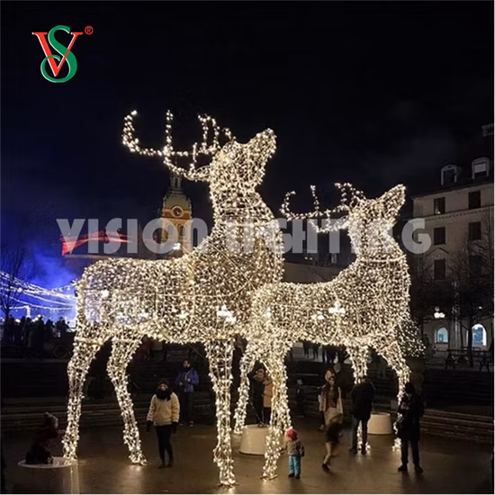 Decoración de Navidad para vacaciones al aire libre Iluminación con motivos de ciervos en 3D