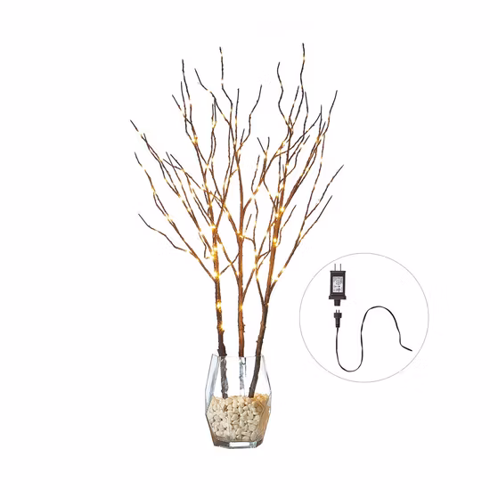Ramas de sauce marrón con decoración de luces de hadas 32in 150LED