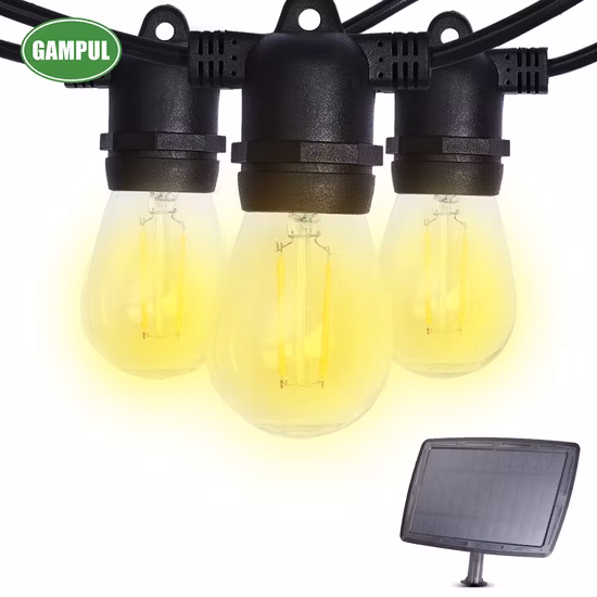 Chiese Factory Exterior resistente a la intemperie 1W S14 LED Filamento Reemplazo Solar Powered String Bombillas E26 Base para decoraciones para el hogar Iluminación navideña
