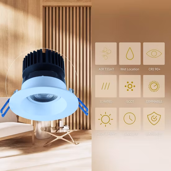 55 mm Recorte Baño inteligente Dormitorio Cuadrado Redondo LED Interior Comercial Iluminación Panel Empotrado Downlight Techo Empotrado COB Spotlight Spot Down Light