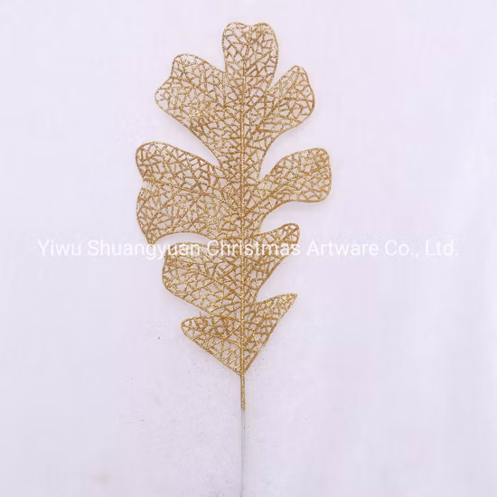 Ramas de árbol de Navidad decorativas doradas con purpurina para decoración navideña