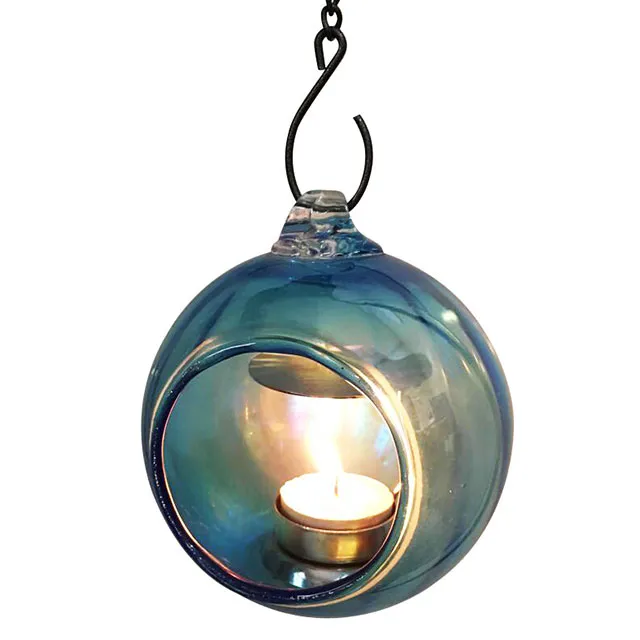 Linterna de cristal de la decoración con el candelero de cristal de la manija del metal